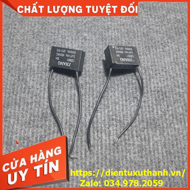 Tụ quạt điện 2uF 450VAC giá 2 cái