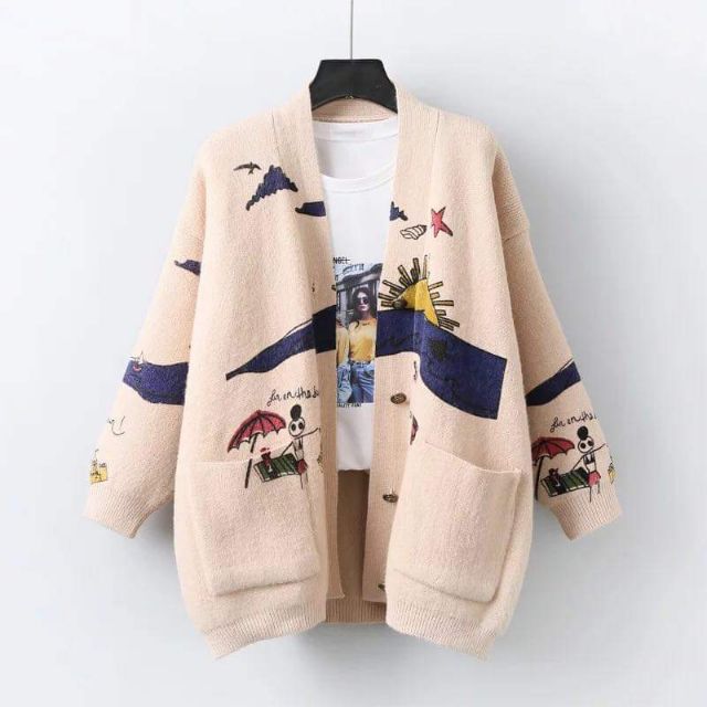 Áo Cardigan len họa tiết