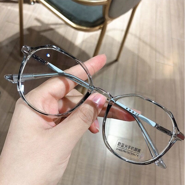 Mắt kính gọng bầu dục trong suốt phong cách Hàn Quốc