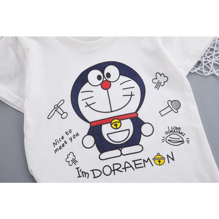 Set Đồ 2 Món Gồm Áo Thun Tay Ngắn + Quần Yếm Thời Trang Hàn Quốc Cho Bé Trai Và Bé Gái