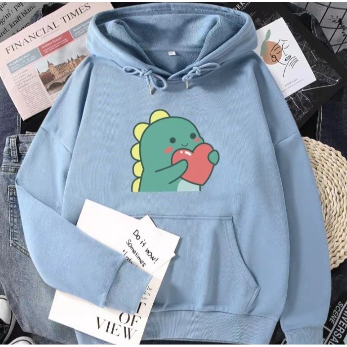 Áo hoodie khủng long ôm trái tim BIGOMALL