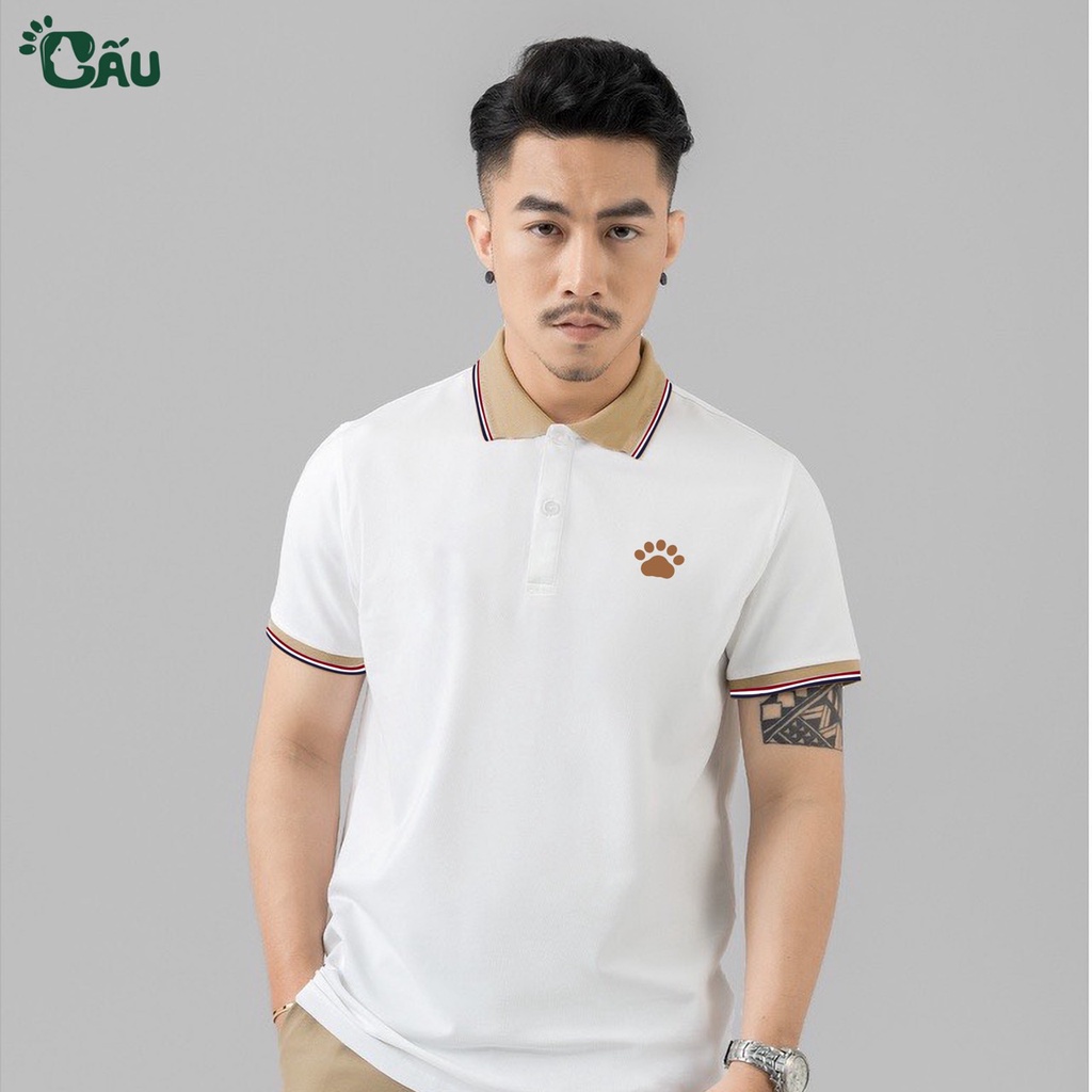 Áo thun Polo GẤU 194 Trơn Unisex vải cá sấu Poly co dãn 4 chiều dày dặn form gerular fit - PL Vết Chân