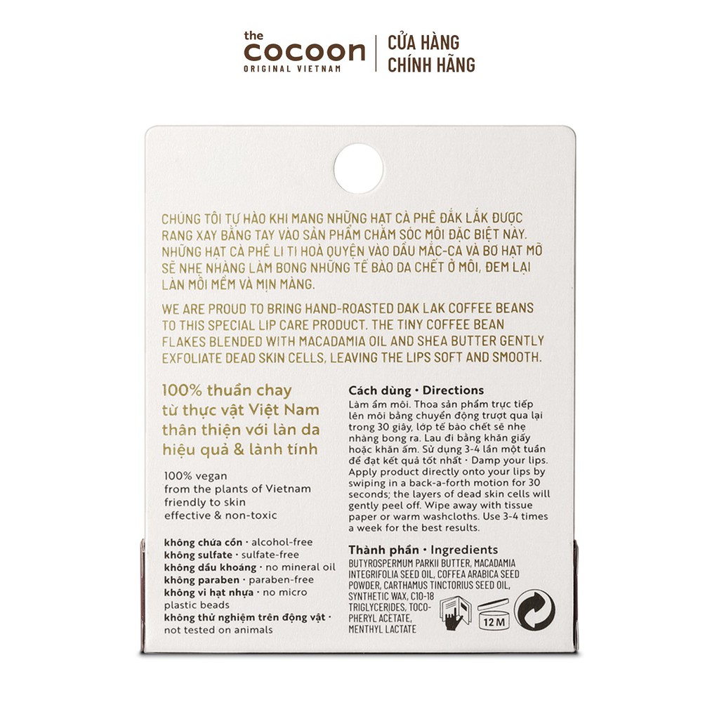 Tẩy da chết môi cà phê Đắk Lắk Cocoon môi ẩm mềm 5g | BigBuy360 - bigbuy360.vn