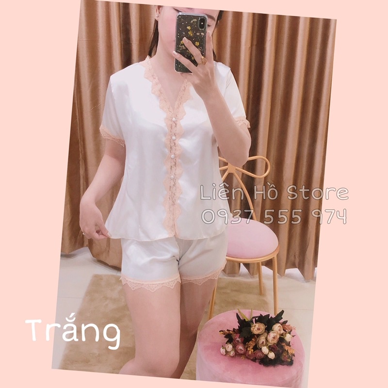 Đồ bộ mặc nhà phi lụa pha ren nổi SALE SALE SALE