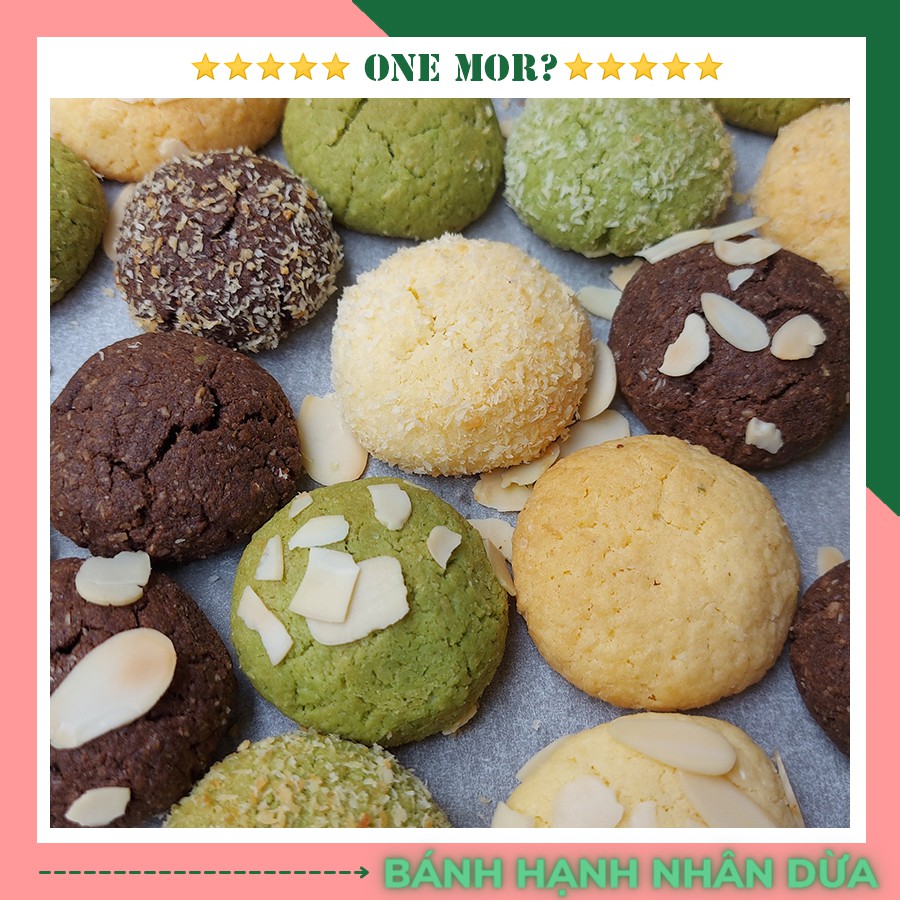 Bánh ăn kiêng giảm cân, Bánh Cookies Hạnh Nhân Dừa nguyên cám 100% thơm ngon | OneMor