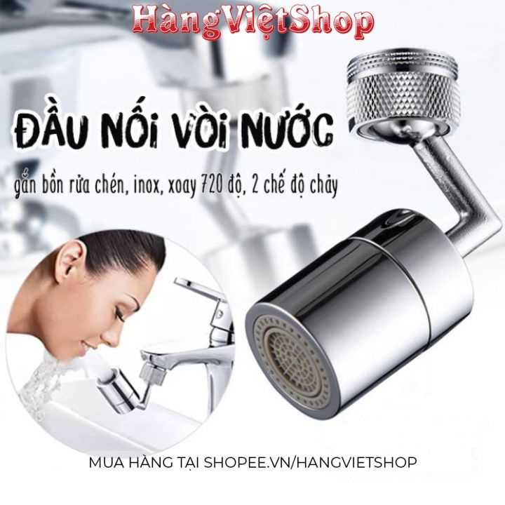 Đầu vòi rửa bát chén, đầu nối vòi nước tăng áp đa năng thông minh xoay 360 720 độ bồn rửa mặt inox
