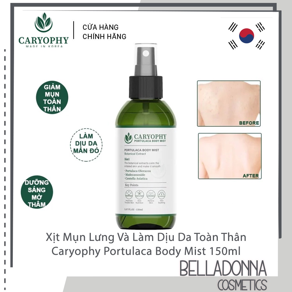 [CHÍNH HÃNG] Xịt Ngừa Mụn Toàn Thân Caryophy Portulaca Body Mist 150ml