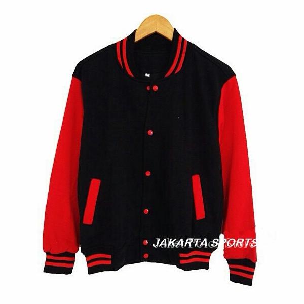Áo Khoác Trơn Bóng Chày Danh Sách Đen Đỏ! Áo Len Bóng Đế Đế Varsity