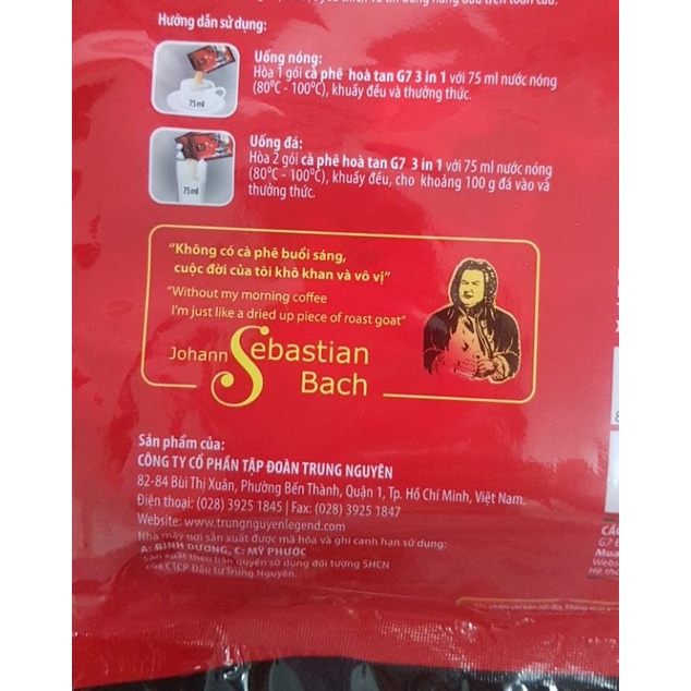 Cà phê sữa G7 3 in 1 bịch 50 gói 800g