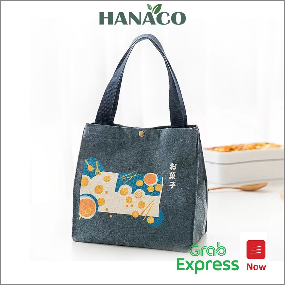 Túi đựng hộp cơm đựng đồ ăn cơm trưa văn phòng vải dù tiện lợi - Hanaco