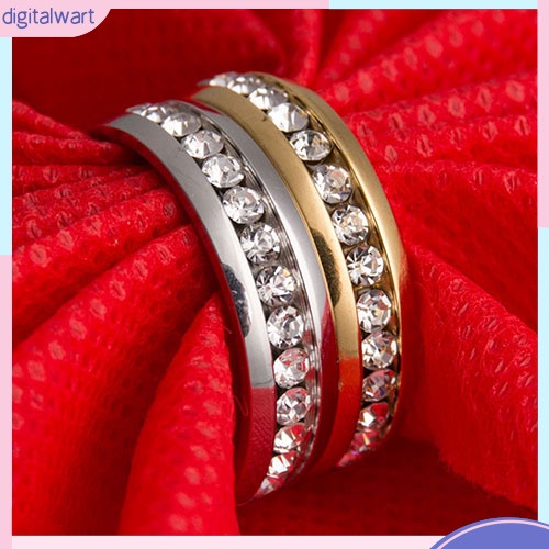 Nhẫn thép titan đính đá thời trang cho cặp đôi