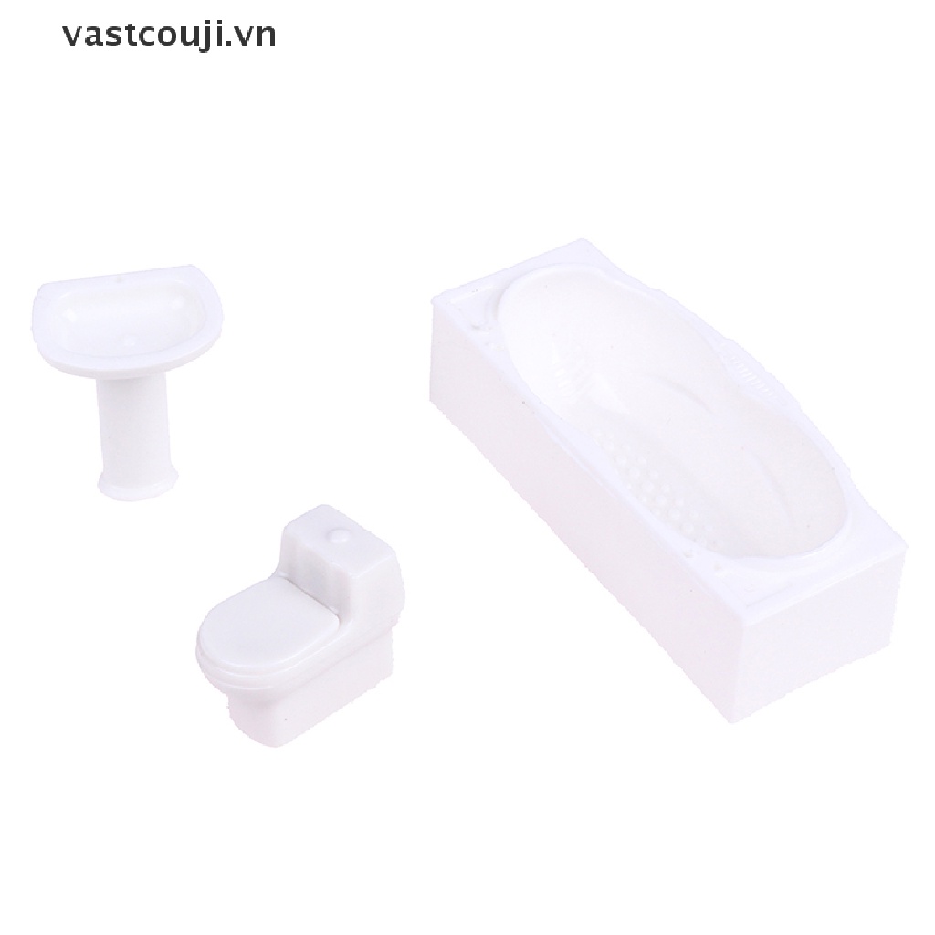 1 Bộ Mô Hình Bồn Tắm Toilet Độc Đáo Trang Trí Nhà Búp Bê