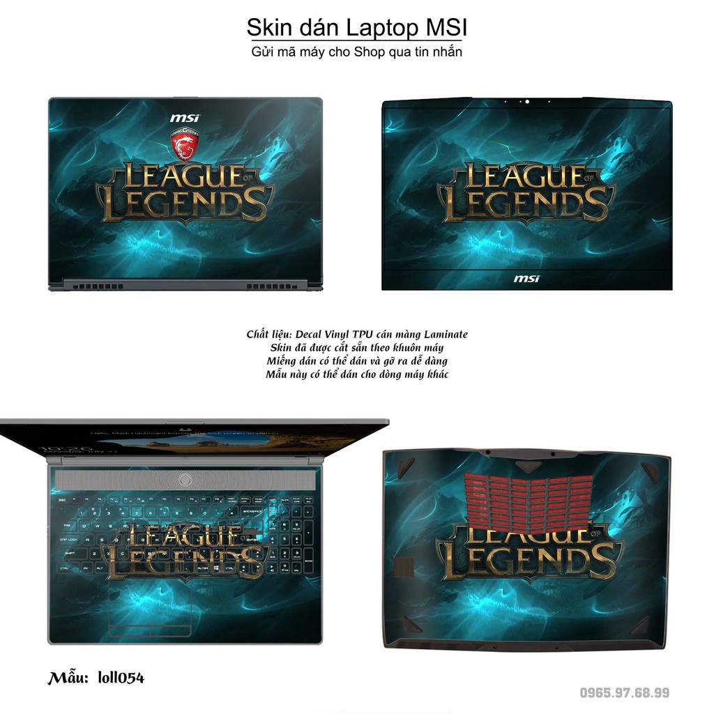 Skin dán Laptop MSI in hình Liên Minh Huyền Thoại nhiều mẫu 7 (inbox mã máy cho Shop)