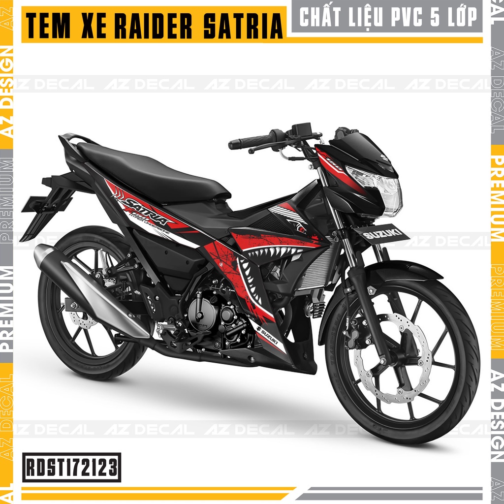 Tem Xe Raider / Satria Màu Đỏ - Đen Cách Điệu | Decal Chế Xe Máy Raider - Satria Chống Nước, Bền Màu