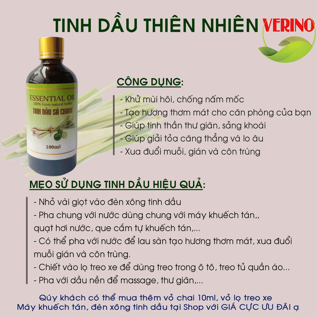 [TRỢ GIÁ] Tinh dầu Bạc Hà nguyên chất có kiểm định nhiều mùi tùy chọn