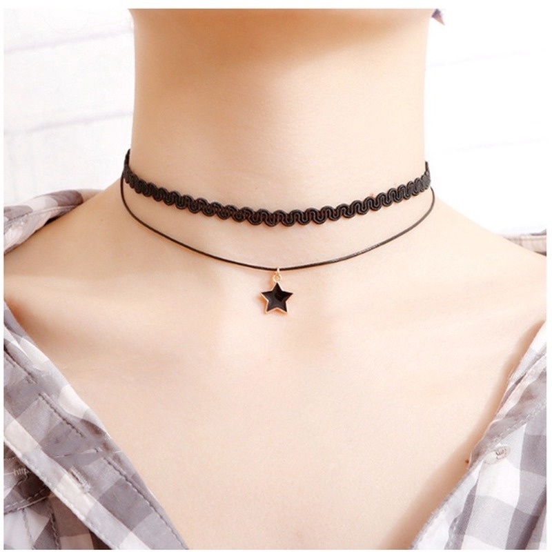 Vòng cổ mẫu 210823 thiết kế ren ngắn phong cách Hàn Quốc đơn giản