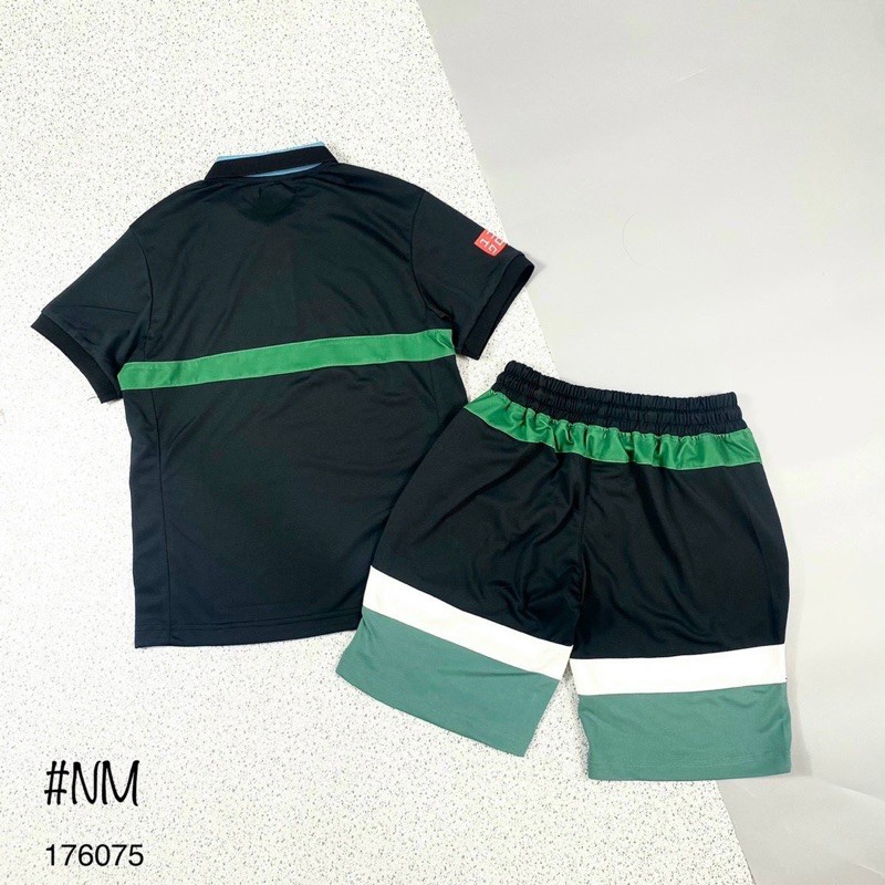 Bộ Mặc Hè Nam Uni Đen Pha Vạch Xanh In Logo | BigBuy360 - bigbuy360.vn
