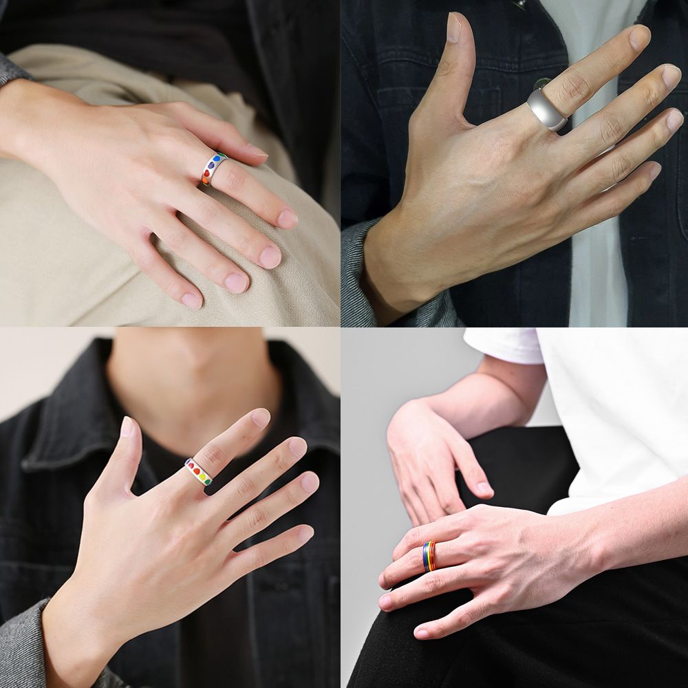 Nhẫn cầu vồng LGBT làm bằng thép không gỉ