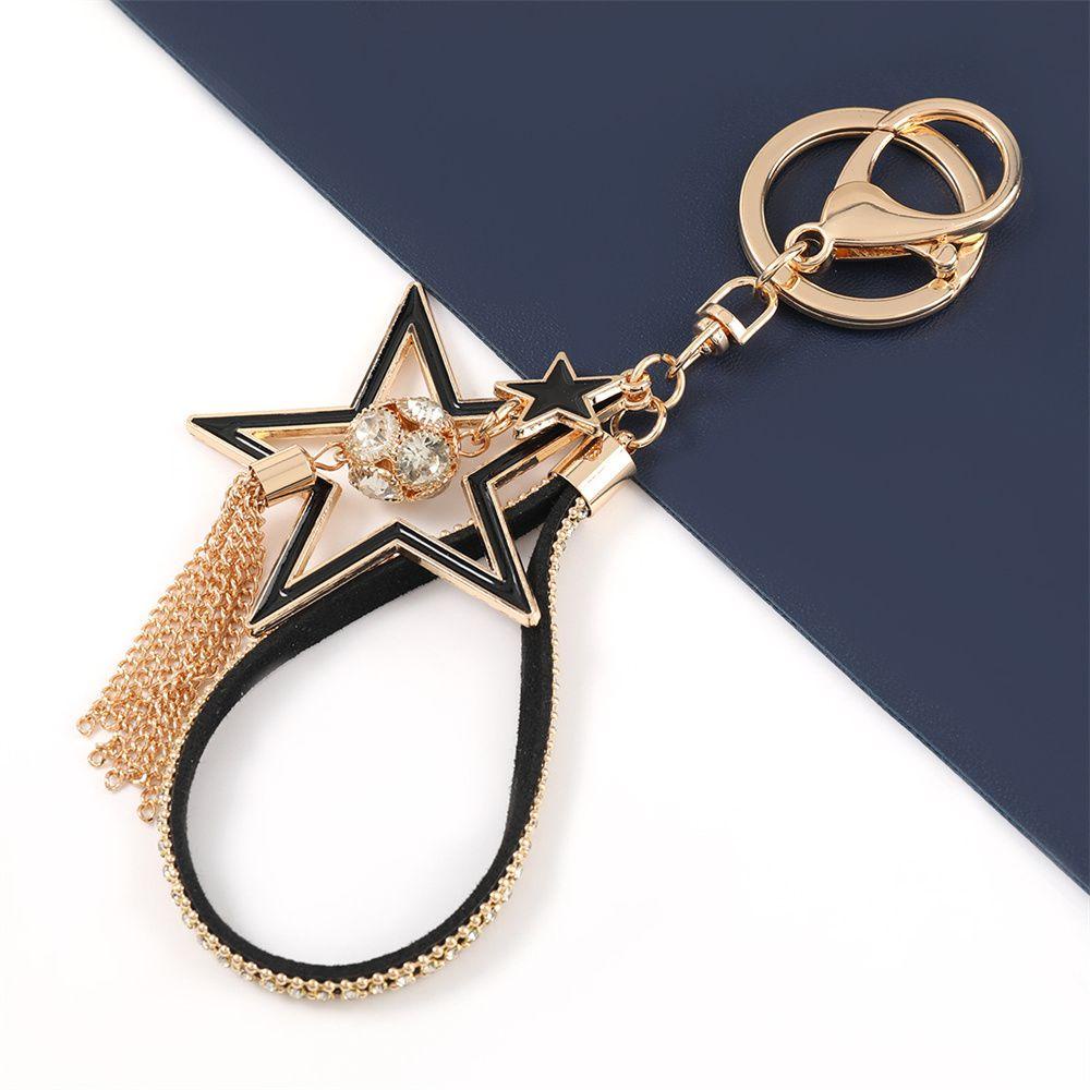 Móc Khóa Kim Loại Hình Ngôi Sao Trang Trí Túi Xách Nữ|Móc Khóa Tua Rua Xinh Xắn
