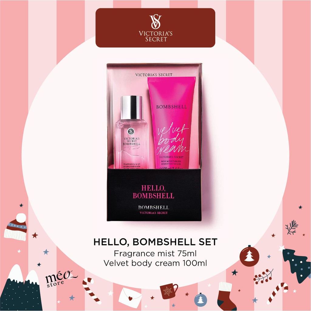 Set Xịt Thơm & Kem dưỡng thể Victoria's Secret Hello Bombshell, Pretty in Pink Tease Body mist & Body Lotion