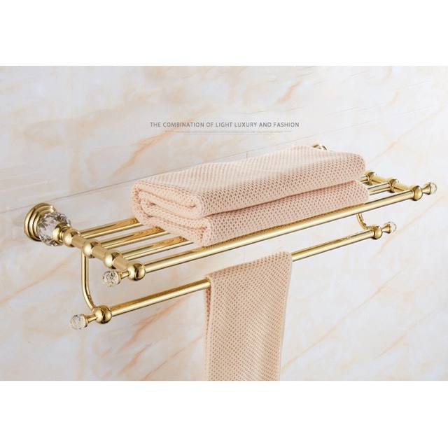 Bộ giá treo phòng tắm phong cách tân cổ điển Đồng mạ vàng Titan cao cấp