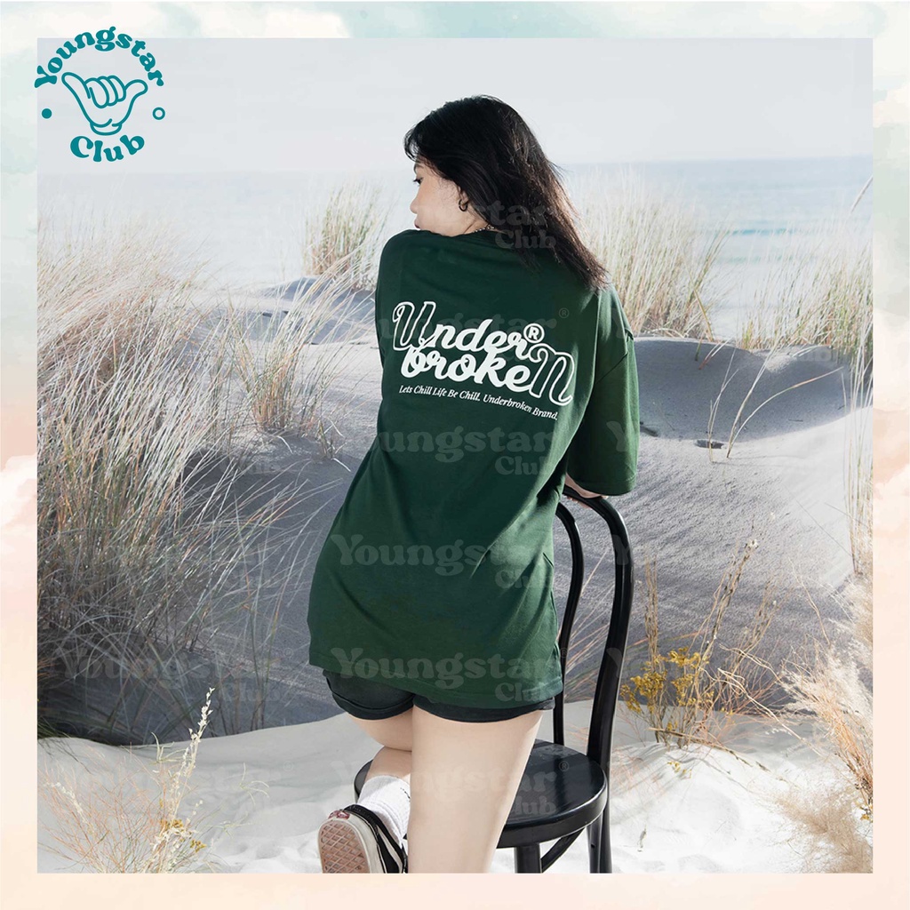 Áo thun xanh lá UNDERBROKEN Áo Thun Tay Lỡ Unisex | BigBuy360 - bigbuy360.vn