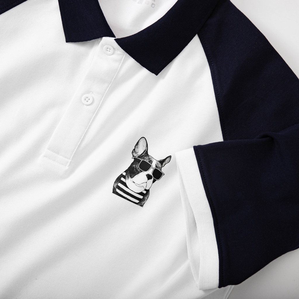 Áo Thun Polo Nam KSM Menswear Tay Draplang có cổ bẻ in hình con chó vải Cotton dày mịn đẹp PL735