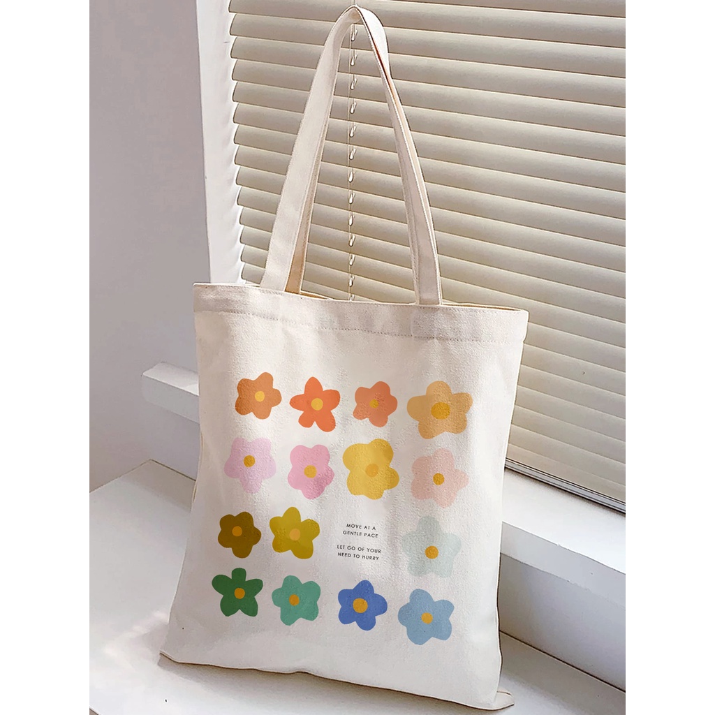 Túi vải Canvas Tote.Liebe In hình Gentle Flowers