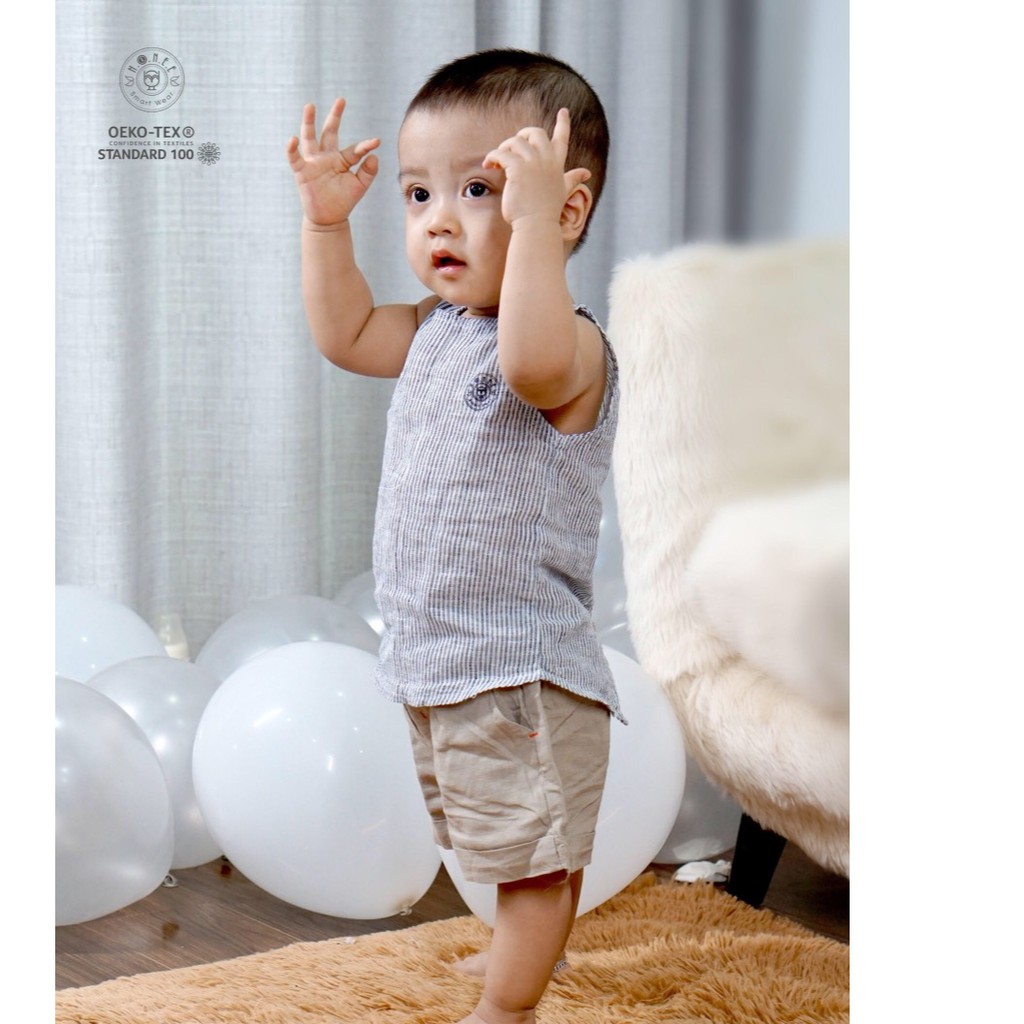 Áo ba lỗ cài sau HRNEE - BST Thiếu gia (có 2 mầu xanh và trắng)