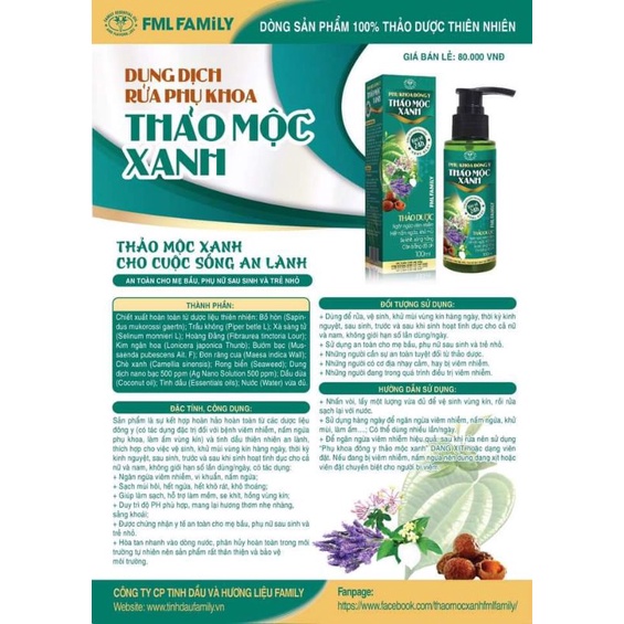 Dung dịch vệ sinh phụ nữ 100% thảo dược