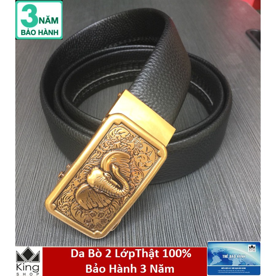 Thắt Lưng Dây Nịt Nam Da Bò 100% 2 Lớp Khóa Tự Động Mặt Voi (Bảo Hành 3 Năm) - Đồ Da Kingshop