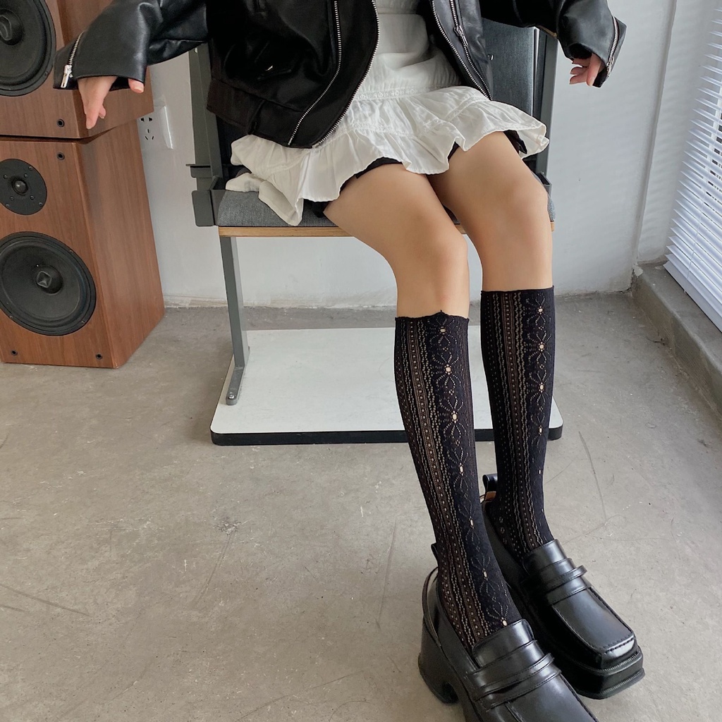 Đôi Vớ Ống Dài Phối Ren Hoa Phong Cách Lolita Nhật Bản Cổ Điển Cho Nữ