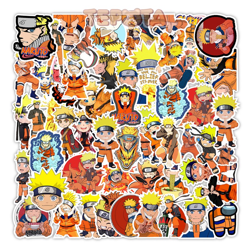 Naruto Sticker TEPOTA Set 50 Miếng Dán Trang Trí Hình Hoạt Hình Không Thấm Nước Dán Mũ Bảo Hiểm, Xe, Laptop ST04