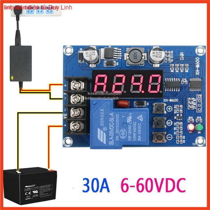 Mạch Sạc Bình Ắc Quy 6- 60VDC 30A Có Bảo Vệ