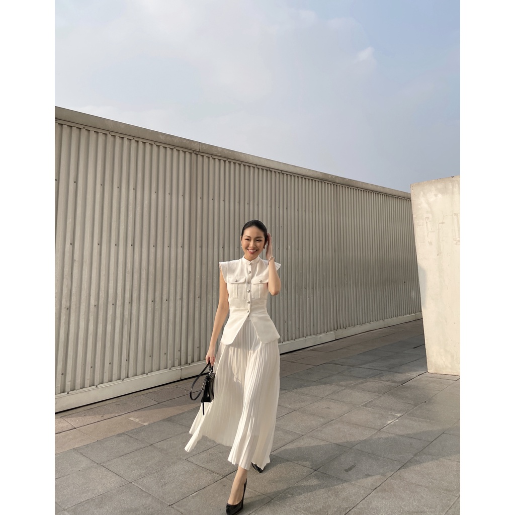 Áo tweed trắng thiết kế - Cassia Shirt