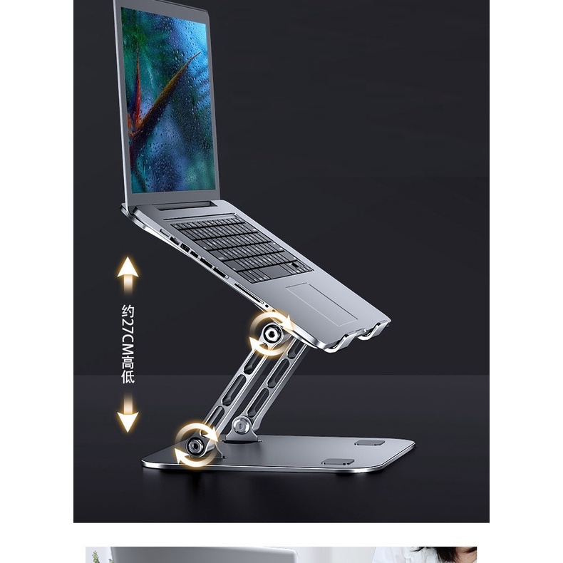 Giá đỡ macbook tản nhiệt laptop nhôm LS515 để bàn chắc chắn cho máy tính xách tay, surface, ipad đệm silicon