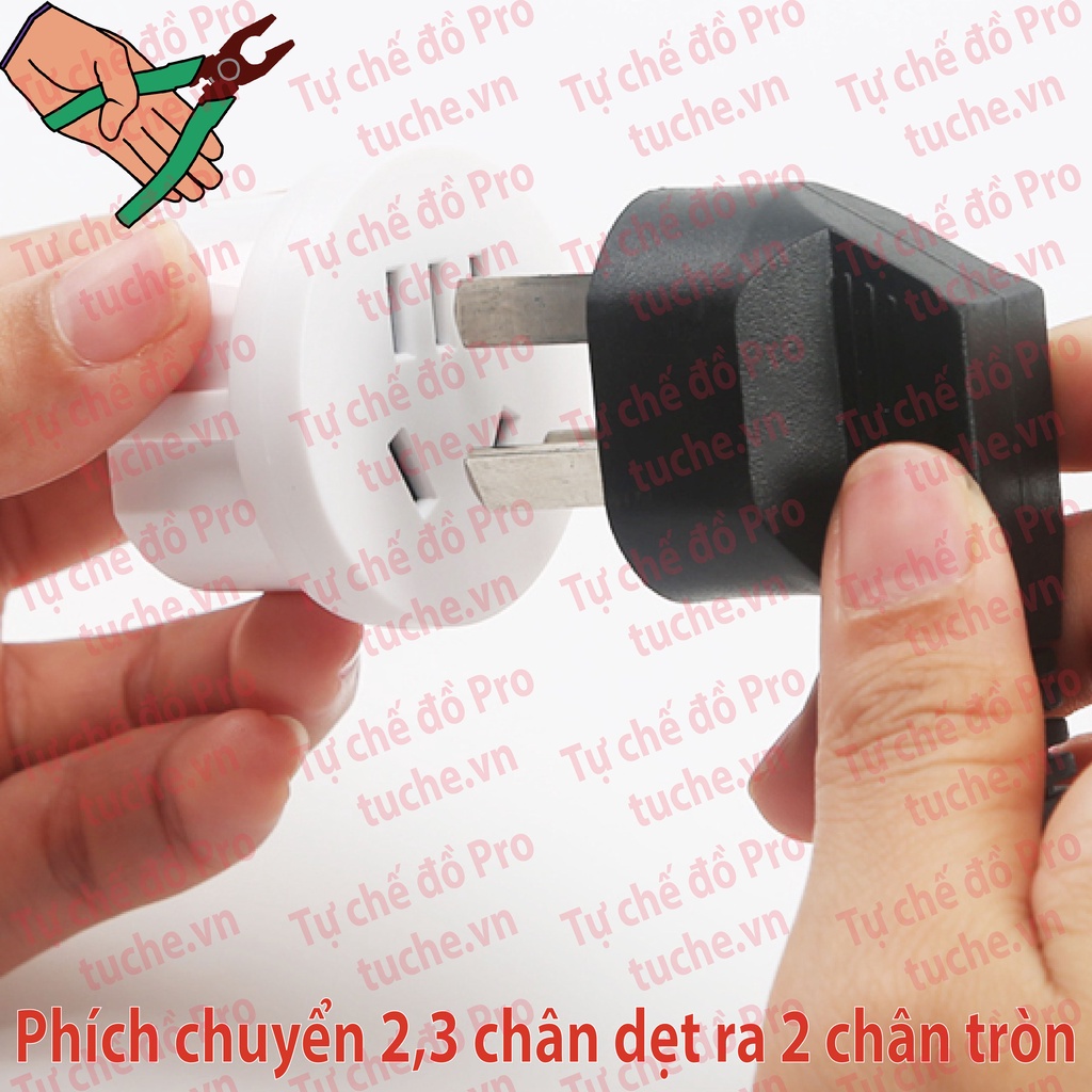 Phích chuyển 2,3 chân dẹt ra phích chân cắm thông dụng ở Việt Nam