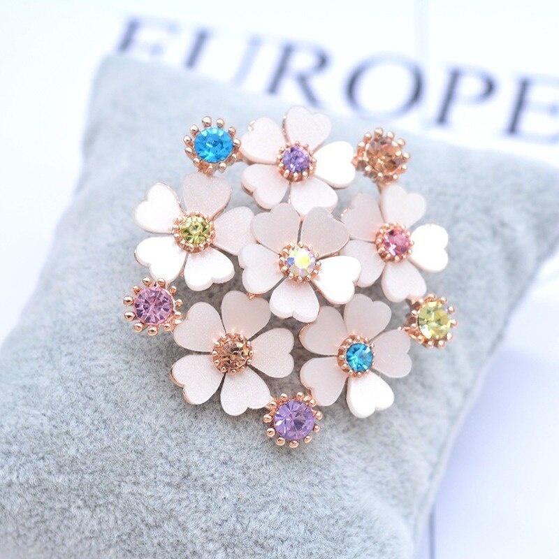 Ghim Cài Áo Hình Hoa Đính Đá Nhiều Màu Sắc