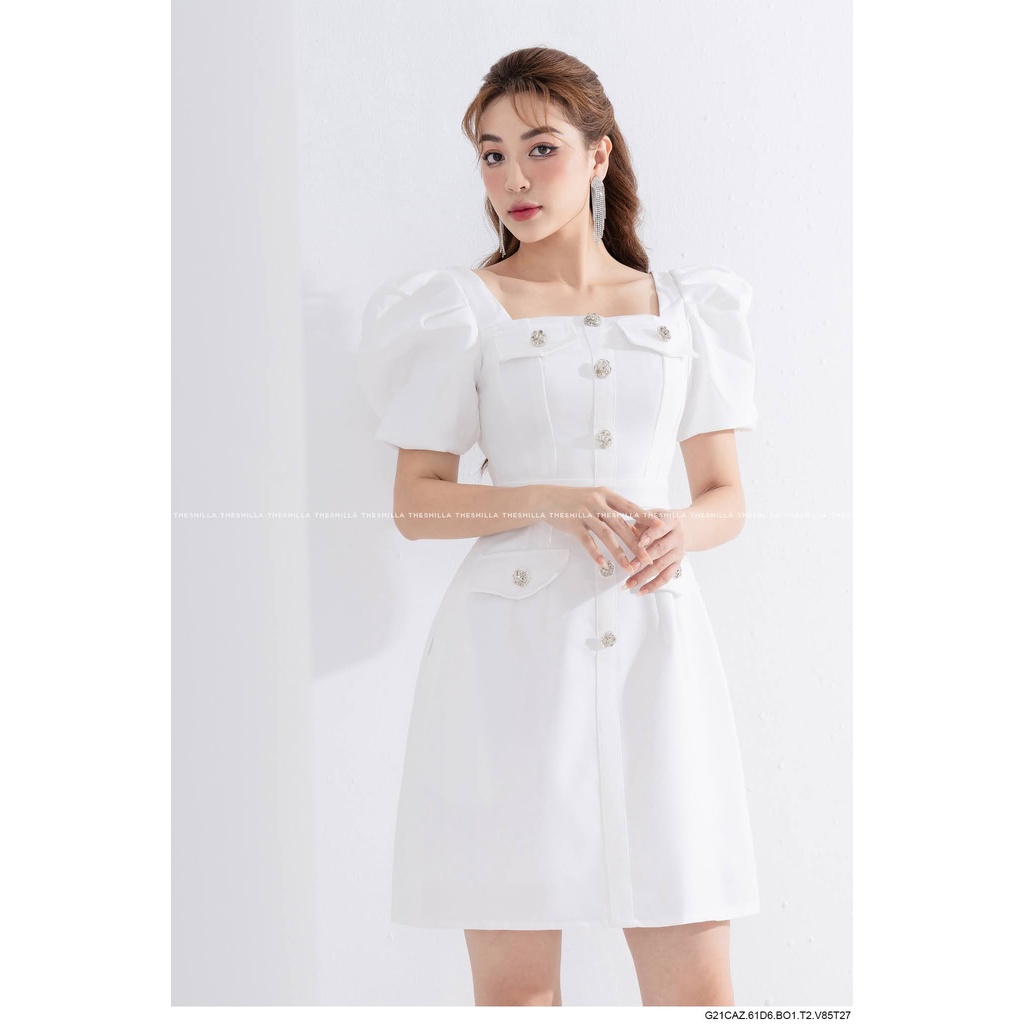 Váy đầm thiết kế cao cấp 6 nút ngọc đá sang trọng[ Có video + Ảnh thật ] The Shilla -G21CAZ.61D6