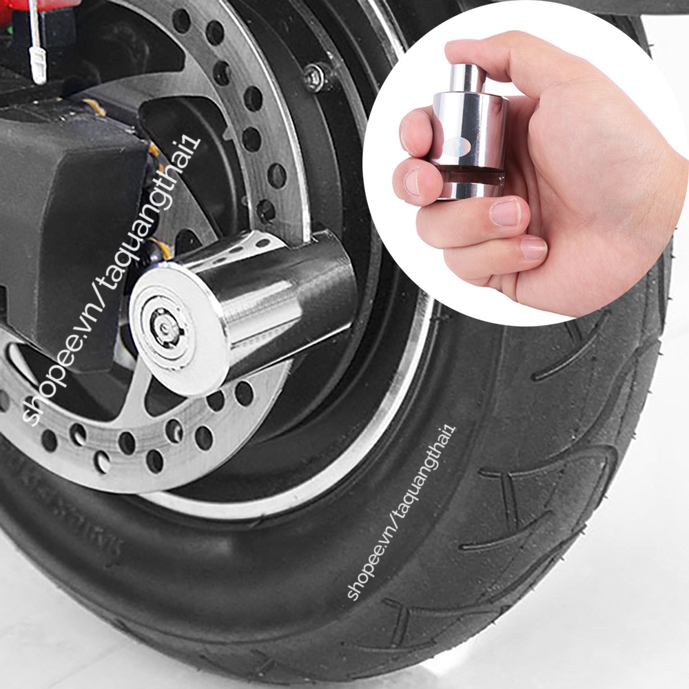Khóa Đĩa Xe Máy Inox Hình Trụ Nguyên Khối, Ổ Khoá Đĩa Xe Tay Ga Chống Thấm Nước, Khoá Phanh Đĩa Bỏ Túi Nhỏ Gọn