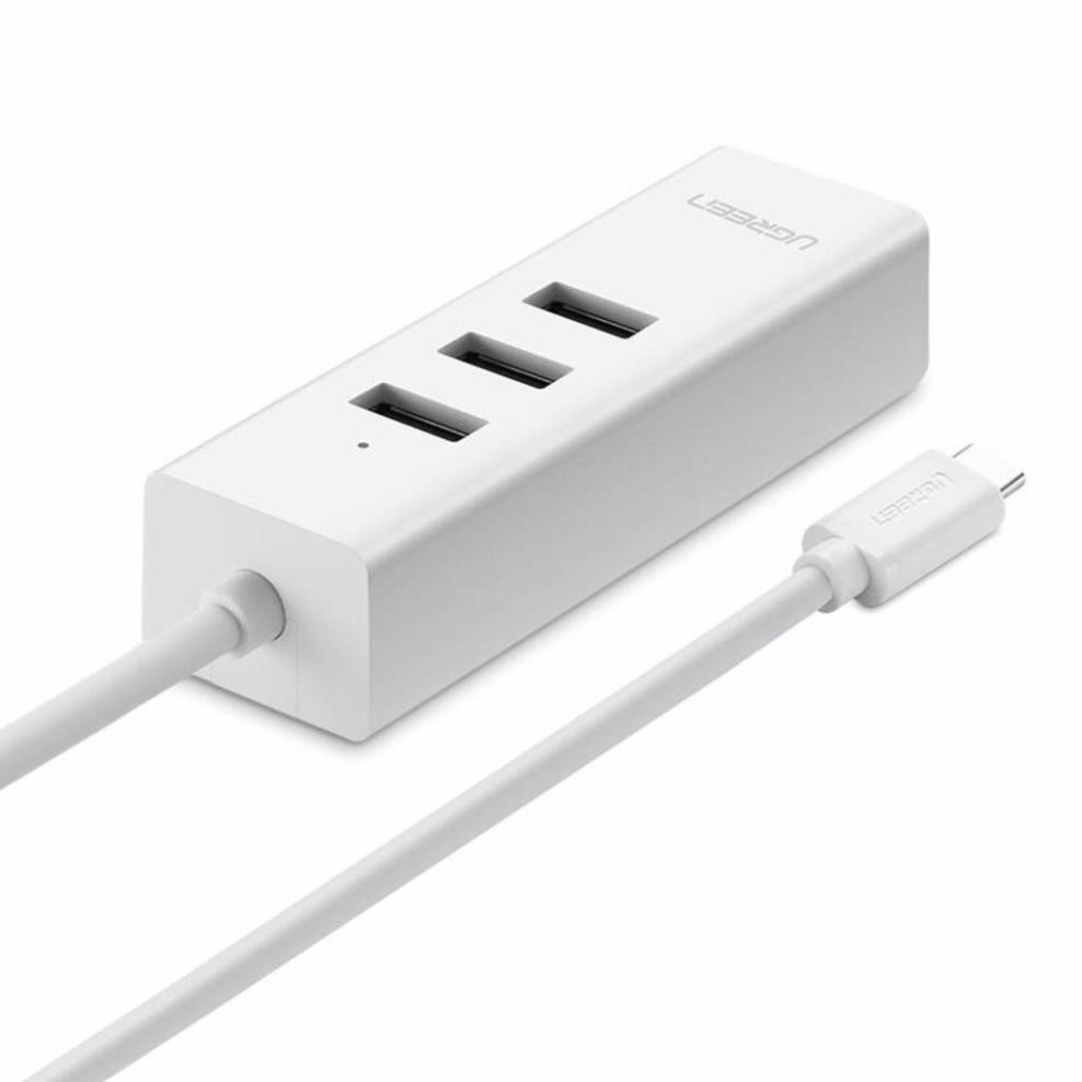 Cáp chuyển đổi USB type C sang Ethernet RJ45 + Hub 3 cổng USB 2.0 dài 30cm UGREEN 20792