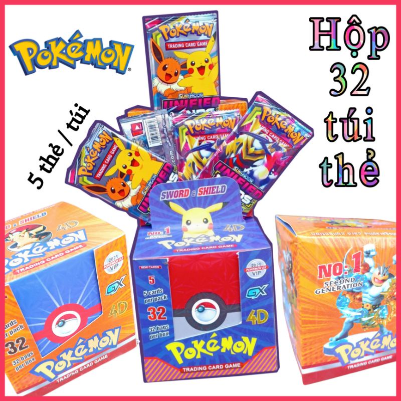 Hộp thẻ bài pokemon 32 gói [ hàng VIP ]