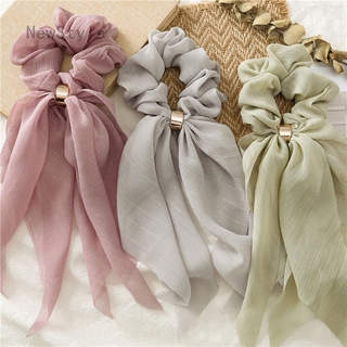 Dây buộc tóc thắt nơ vải voan co giãn thời trang mới cho nữ