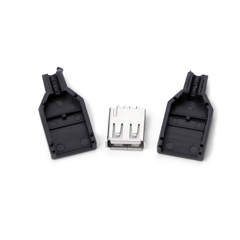 Set 10 Đầu Nối Phích Cắm USB Type A 4 Pin Màu Đen Bằng Nhựa DIY