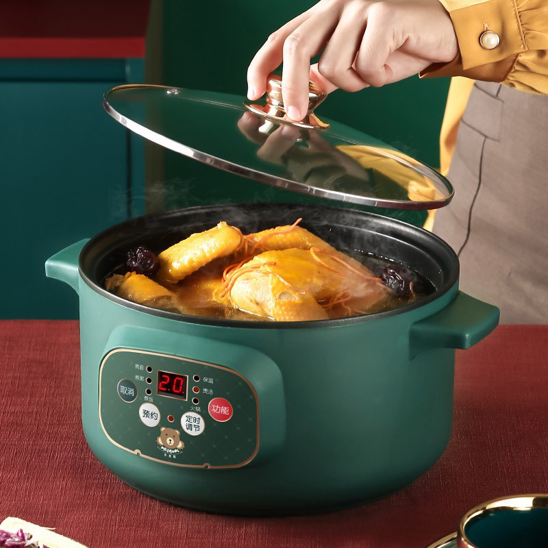 Nồi Lẩu Điện Đa Năng Vân Đá Chống Dính ELECTRIC COOKER 24CM Kèm Giá Hấp Inox Cao Cấp, Nồi Chiên Xào Tiện Lợi