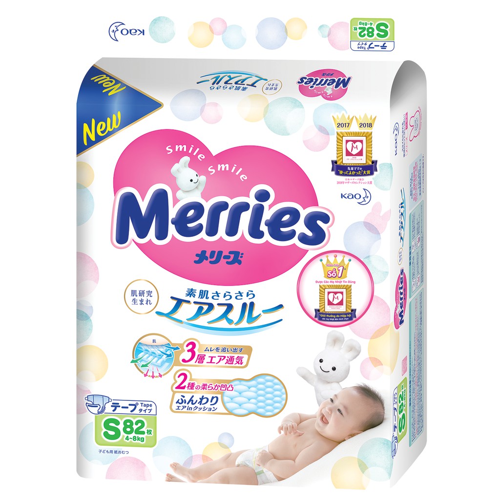 1 Gói Tã Quần/Dán Merries Nhật Đủ Size NB90/S82/M64/L54/XL44/M58/L44/XL38/XXL26