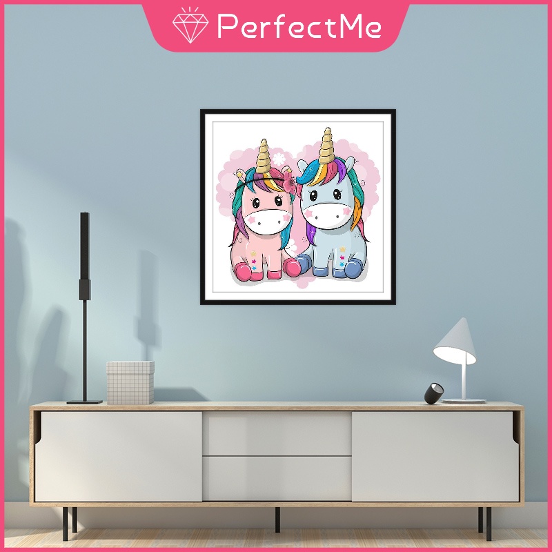 Bộ tranh đính đá DIY hình chú ngựa dễ thương 30x30