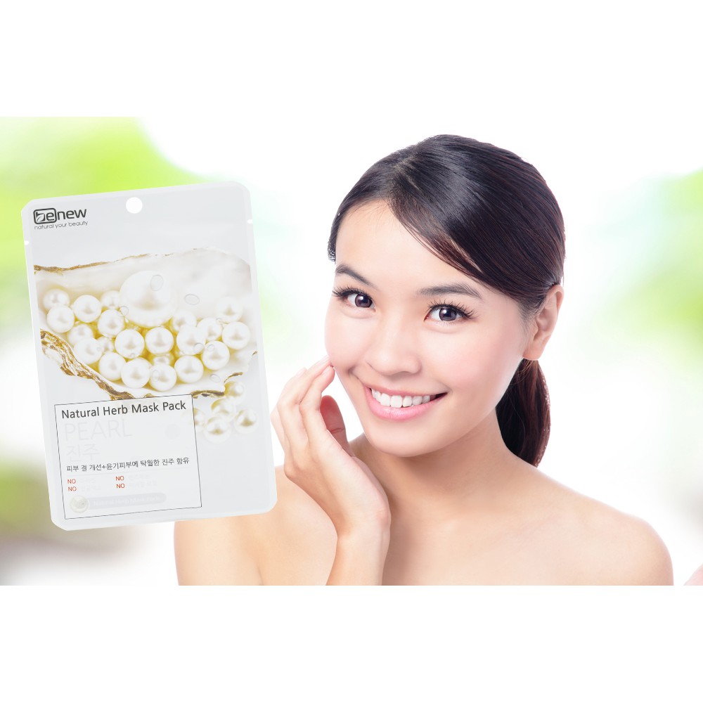 Mặt nạ Ngọc Trai trắng da Benew Natural Herb Mask Pack Pearl 22ml - Hàn Quốc Chính Hãng