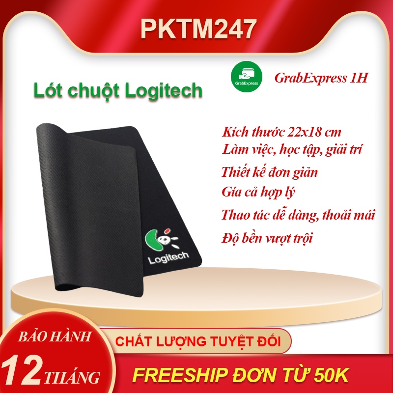 Lót chuột cỡ nhỏ 15x20cm (Logitech) - Màu đen PKTM247