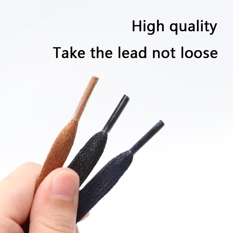 1 Cặp Dây Giày Bằng Cotton Sáp Dẹt Rộng 0.8CM Chống Nước Unisex